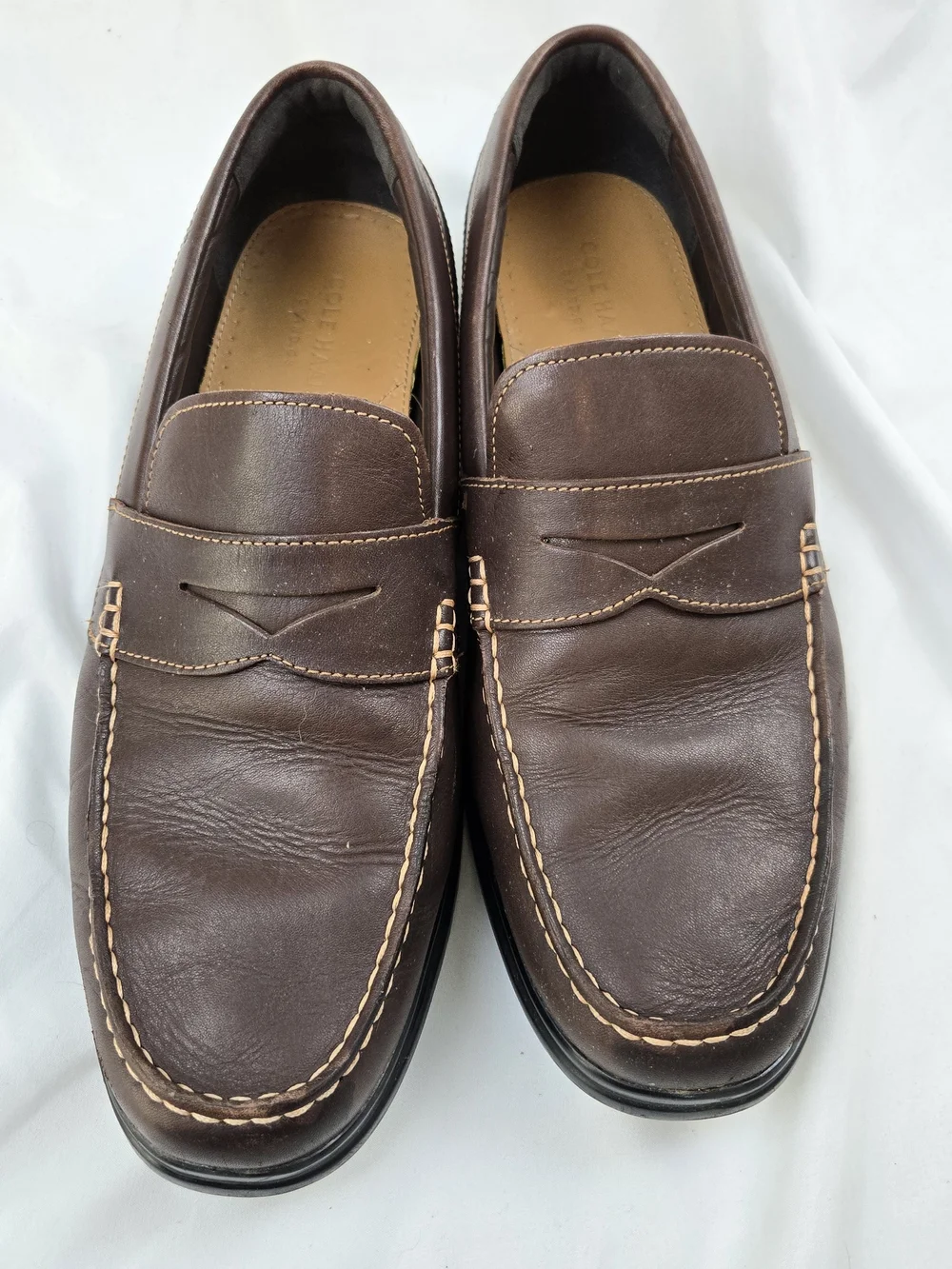 Cole Haan Grand.OS Men's Brown Leather Penny Loafers Size 13M Slip On Comfort